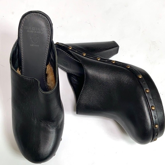 True Religion Shoes - True Religion Leather Studded Clogs